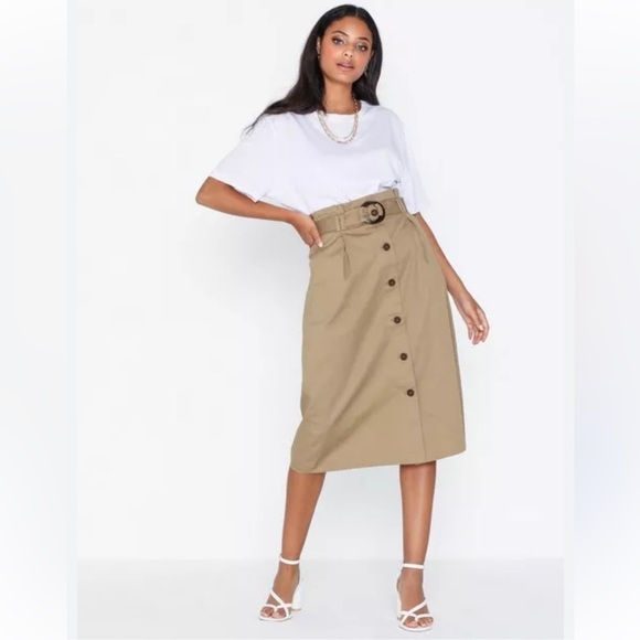 Vintage Dresses & Skirts - Vintage khaki cotton skirt size 10